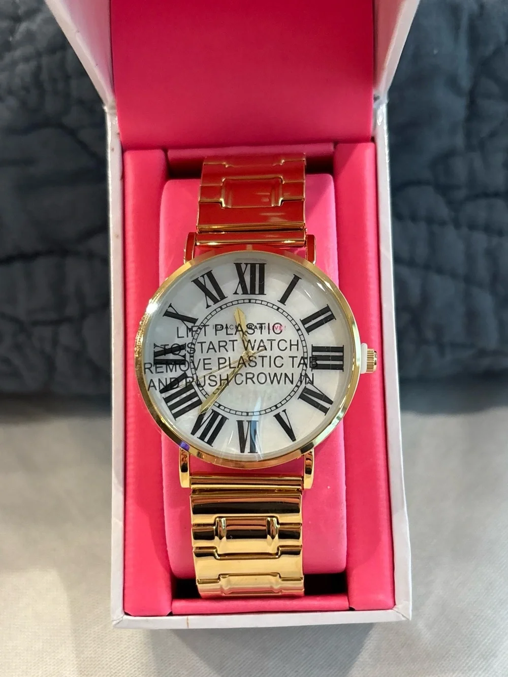 Isaac Mizrahi Live Gold Tone Roman Numeral Bracelet Watch NIB